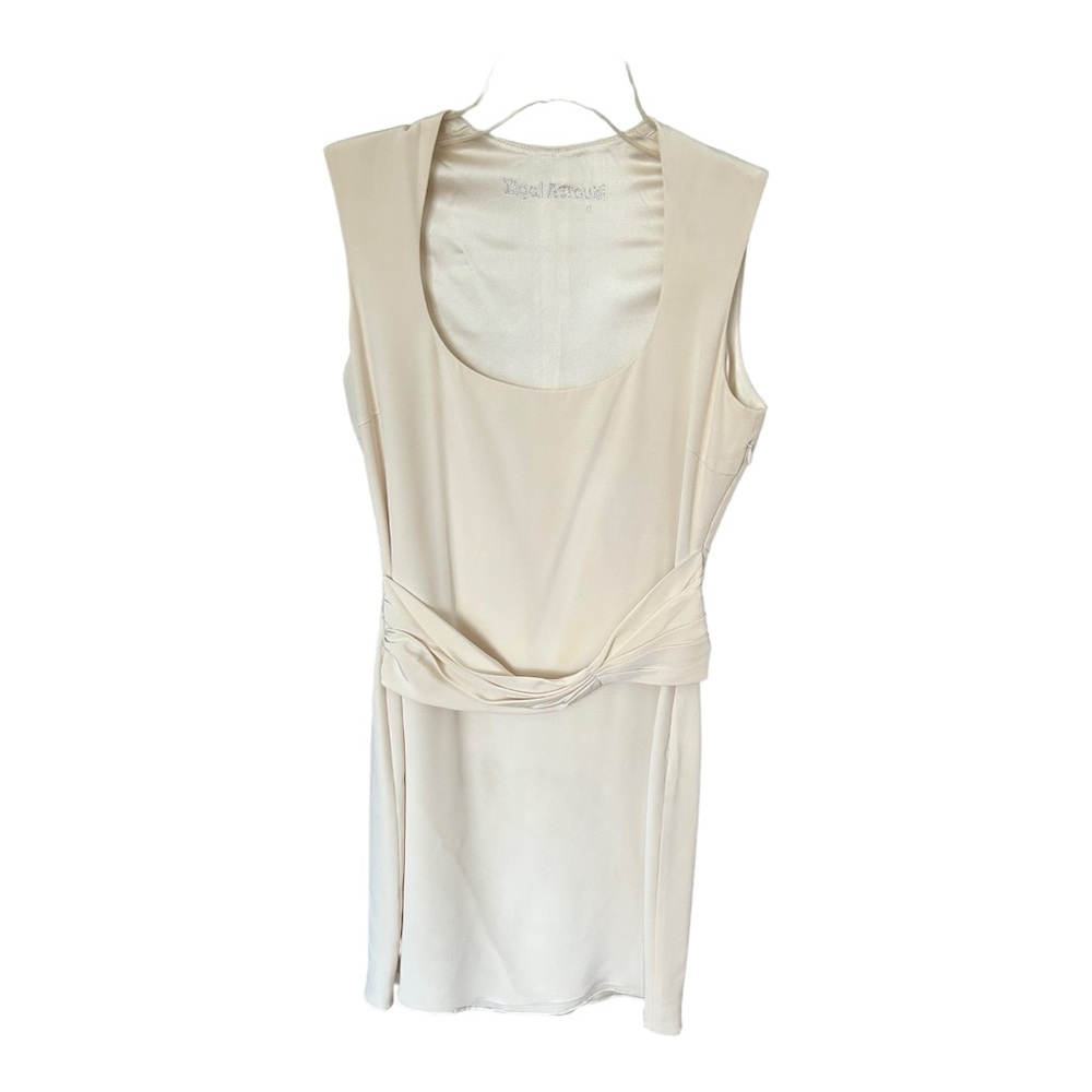 Yigal Azrouel Sheath Dress Sz 4 Ivory Silk Sleeveless Rhinestone Beach W…